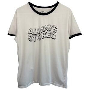 Dutch Bros LARGE+XL White “Always Stoked” Ringer Tee DB 1992